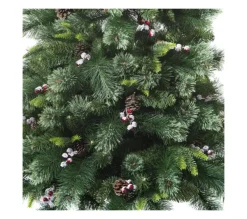 FEERIC LIGHTS AND CHRISTMAS Sapin Et Accessoire^ Sapin De Noël Artificiel Vert Avec Pommes De Pin Et Baies Rouges H 210 Cm