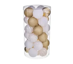 FEERIC LIGHTS AND CHRISTMAS Guirlande Et Boule De Sapin^ Kit Décoration Pour Sapin De Noël - 30 Pieces - Dore Et Blanc