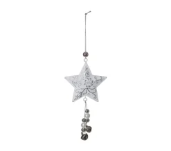 FEERIC LIGHTS AND CHRISTMAS Guirlande Et Boule De Sapin^ Sujet De Noël A Suspendre Forme Embossee Avec Perles Et Grelots Suspendus D 7 Cm