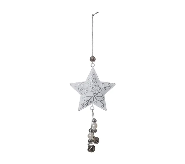 FEERIC LIGHTS AND CHRISTMAS Guirlande Et Boule De Sapin^ Sujet De Noël A Suspendre Forme Embossee Avec Perles Et Grelots Suspendus D 7 Cm
