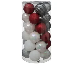 FEERIC LIGHTS AND CHRISTMAS Guirlande Et Boule De Sapin^ Boules De Noël 60 Mm X30 Rouge, Gris Et Blanc