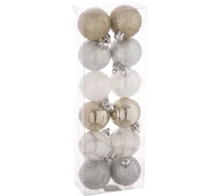 FEERIC LIGHTS AND CHRISTMAS Guirlande Et Boule De Sapin^ Kit De Décorations Pour Sapin De Noël - 12 Pieces - Dore Et Blanc