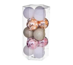 FEERIC LIGHTS AND CHRISTMAS Guirlande Et Boule De Sapin^ Déco De Sapin Lot De 15 Boules De Noël D 5 Cm - Rose Et Dore
