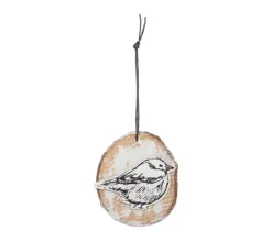 FEERIC LIGHTS AND CHRISTMAS Guirlande Et Boule De Sapin^ Sujet De Noël A Suspendre Rondin En Bois Imprime D 14 Cm