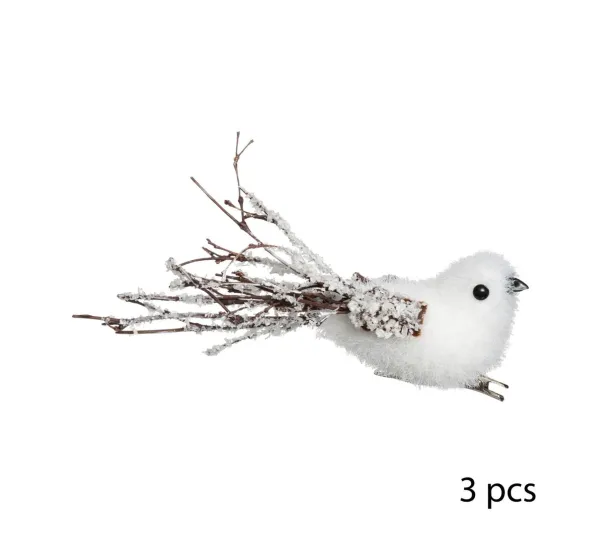 FEERIC LIGHTS AND CHRISTMAS Guirlande Et Boule De Sapin^ Sujet De Noël Set De 3 Pinces Oiseau Sur Branche 16 Cm
