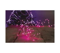 FEERIC LIGHTS AND CHRISTMAS Guirlande Et Boule De Sapin^ Guirlande Lumineuse Interieur 40 Microled Rose Sur 3.90 Metres