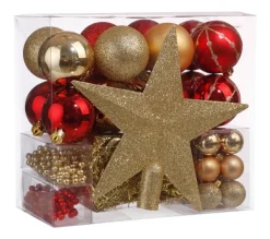 FEERIC LIGHTS AND CHRISTMAS Guirlande Et Boule De Sapin^ Kit Décoration Pour Sapin De Noël - 44 Pieces - Rouge Et Or