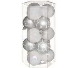 FEERIC LIGHTS AND CHRISTMAS Guirlande Et Boule De Sapin^ Déco De Sapin Lot De 15 Boules De Noël D 5 Cm - Argent Et Neige