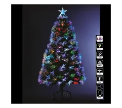 FEERIC LIGHTS AND CHRISTMAS Sapin Et Accessoire^ Sapin De Noël Artificiel Lumineux Vert Avec 88 Bouquets De Fibre Optique Multicolore H 90 Cm