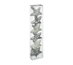 FEERIC LIGHTS AND CHRISTMAS Guirlande Et Boule De Sapin^ Déco De Sapin Lot De 6 Toiles D 6 Cm - Blanc Et Argent