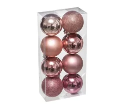 FEERIC LIGHTS AND CHRISTMAS Guirlande Et Boule De Sapin^ Déco De Sapin Lot De 8 Boules De Noël D 7 Cm - Nuance De Rose