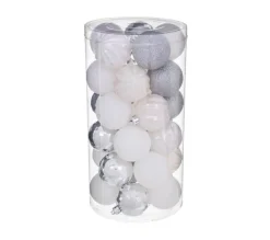 FEERIC LIGHTS AND CHRISTMAS Guirlande Et Boule De Sapin^ Déco De Sapin Lot De 30 Boules De Noël D 6 Cm - Argent Et Blanc