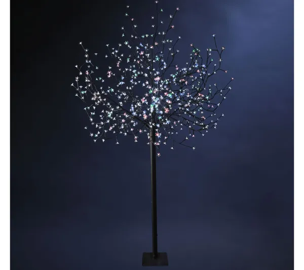 FEERIC LIGHTS AND CHRISTMAS Guirlande Et Boule De Sapin^ Grand Arbre Fleuri Lumineux D'Exterieur Prunus - 600 Led Rgb - Multicouleur