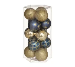 FEERIC LIGHTS AND CHRISTMAS Guirlande Et Boule De Sapin^ Déco De Sapin Lot De 15 Boules De Noël D 5 Cm - Or Et Bleu