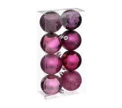 FEERIC LIGHTS AND CHRISTMAS Guirlande Et Boule De Sapin^ Déco De Sapin Lot De 8 Boules De Noël D 7 Cm - Cassis Et Fuchsia