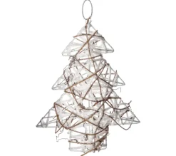FEERIC LIGHTS AND CHRISTMAS Guirlande Et Boule De Sapin^ Sapin De Noël Paillete A Suspendre - 17 X 20 Cm - Blanc