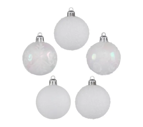 FEERIC LIGHTS AND CHRISTMAS Guirlande Et Boule De Sapin^ Déco De Sapin Lot De 5 Boules De Noël D 5 Cm - Blanc