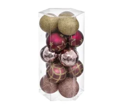 FEERIC LIGHTS AND CHRISTMAS Guirlande Et Boule De Sapin^ Déco De Sapin Lot De 15 Boules De Noël D 5 Cm - Rose Et Or