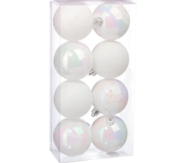 FEERIC LIGHTS AND CHRISTMAS Guirlande Et Boule De Sapin^ Kit De Décorations Pour Sapin De Noël - 8 Pieces - Blanc