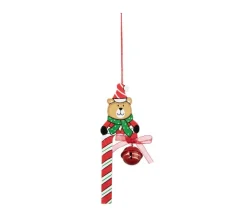 FEERIC LIGHTS AND CHRISTMAS Guirlande Et Boule De Sapin^ Sujet De Noël A Suspendre Canne A Sucre En Bois Et Grelot