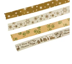 FEERIC LIGHTS AND CHRISTMAS Anniversaire Et Autres Fêtes^ 4 Rubans Satin Imprimes - Or