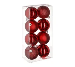 FEERIC LIGHTS AND CHRISTMAS Guirlande Et Boule De Sapin^ Déco De Sapin Lot De 8 Boules De Noël D 7 Cm - Rouge