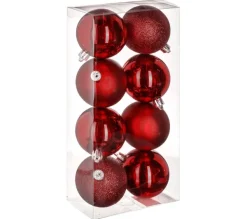 FEERIC LIGHTS AND CHRISTMAS Guirlande Et Boule De Sapin^ Déco De Sapin Lot De 8 Boules De Noël D 7 Cm - Rouge