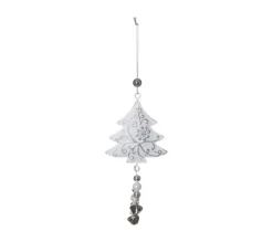 FEERIC LIGHTS AND CHRISTMAS Guirlande Et Boule De Sapin^ Sujet De Noël A Suspendre Forme Embossee Avec Perles Et Grelots Suspendus D 7 Cm