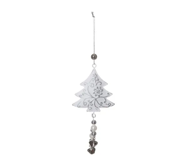 FEERIC LIGHTS AND CHRISTMAS Guirlande Et Boule De Sapin^ Sujet De Noël A Suspendre Forme Embossee Avec Perles Et Grelots Suspendus D 7 Cm