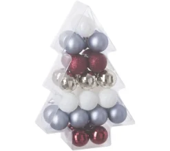 FEERIC LIGHTS AND CHRISTMAS Guirlande Et Boule De Sapin^ Kit Décoration Pour Sapin De Noël - 34 Pieces - Or, Blanc Et Argent