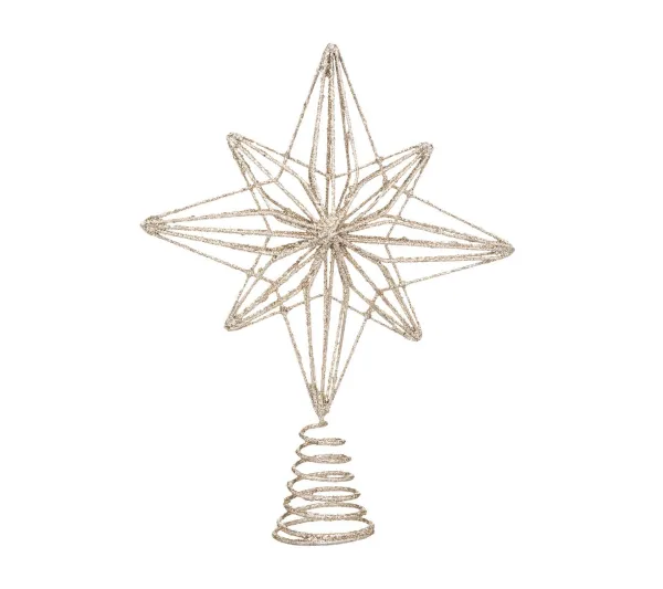 FEERIC LIGHTS AND CHRISTMAS Guirlande Et Boule De Sapin^ Déco Sapin De Noël Cimier Toile Polaire En Metal Champagne Paillete