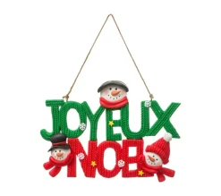 FEERIC LIGHTS AND CHRISTMAS Guirlande Et Boule De Sapin^ Déco Joyeux Noël Entoure De 3 Bonhommes De Neige H 10 Cm