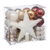 FEERIC LIGHTS AND CHRISTMAS Guirlande Et Boule De Sapin^ Kit Décoration Pour Sapin De Noël - 44 Pieces - Blanc, Dore, Cuivre Et Rouge