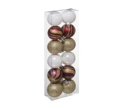 FEERIC LIGHTS AND CHRISTMAS Guirlande Et Boule De Sapin^ Déco De Sapin Lot De 12 Boules De Noël D 4 Cm - Blanc Bordeaux Et Champagne