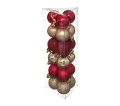 FEERIC LIGHTS AND CHRISTMAS Guirlande Et Boule De Sapin^ Déco De Sapin Lot De 18 Boules De Noël D 3 Cm - Rouge Et Or
