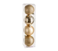 FEERIC LIGHTS AND CHRISTMAS Guirlande Et Boule De Sapin^ Déco De Sapin Lot De 4 Boules De Noël D 8 Cm - Or