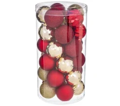 FEERIC LIGHTS AND CHRISTMAS Guirlande Et Boule De Sapin^ Déco De Sapin Lot De 30 Boules De Noël D 6 Cm - Or Et Rouge