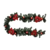 FEERIC LIGHTS AND CHRISTMAS Guirlande Et Boule De Sapin^ Guirlande Artificielle Sapin Vert L 2 M Décoree Boules Rouge Et Poinsettia Rouge