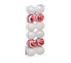 FEERIC LIGHTS AND CHRISTMAS Guirlande Et Boule De Sapin^ Déco De Sapin Lot De 12 Boules De Noël D 4 Cm - Rouge Et Blanc