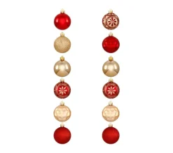 FEERIC LIGHTS AND CHRISTMAS Guirlande Et Boule De Sapin^ Déco De Sapin Lot De 12 Boules De Noël D 6 Cm - Rouge Et Dore