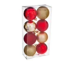 FEERIC LIGHTS AND CHRISTMAS Guirlande Et Boule De Sapin^ Déco De Sapin Lot De 8 Boules De Noël D 7 Cm - Rouge Et Or
