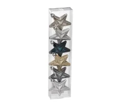 FEERIC LIGHTS AND CHRISTMAS Guirlande Et Boule De Sapin^ Déco De Sapin Lot De 6 Toiles D 6 Cm - Champagne Bleu Et Argent