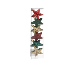 FEERIC LIGHTS AND CHRISTMAS Guirlande Et Boule De Sapin^ Déco De Sapin Lot De 6 Toiles D 6 Cm - Vert Rouge Et Or