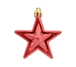 FEERIC LIGHTS AND CHRISTMAS Guirlande Et Boule De Sapin^ Déco De Sapin Lot De 6 Toiles D 6 Cm - Vert Rouge Et Or