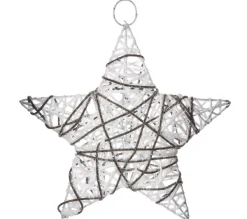 FEERIC LIGHTS AND CHRISTMAS Guirlande Et Boule De Sapin^ Etoile De Noël Pailletee A Suspendre - Diam. 25 Cm - Blanc