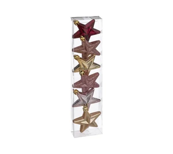 FEERIC LIGHTS AND CHRISTMAS Guirlande Et Boule De Sapin^ Déco De Sapin Lot De 6 Toiles D 6 Cm - Rose Et Or
