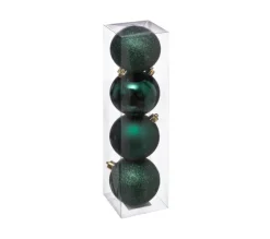 FEERIC LIGHTS AND CHRISTMAS Guirlande Et Boule De Sapin^ Déco De Sapin Lot De 4 Boules De Noël D 8 Cm - Vert Bouteille