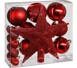 FEERIC LIGHTS AND CHRISTMAS Guirlande Et Boule De Sapin^ Kit De Décorations Pour Sapin De Noël - 18 Pieces - Rouge