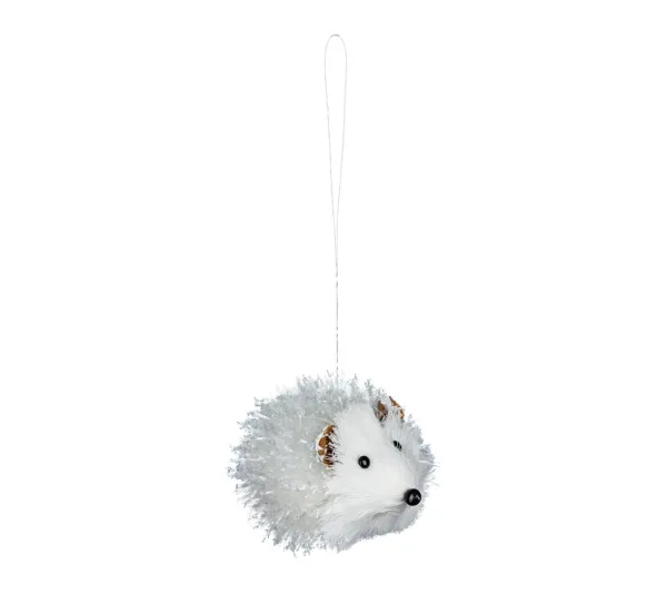 FEERIC LIGHTS AND CHRISTMAS Guirlande Et Boule De Sapin^ Sujet De Noël A Suspendre Herisson Fourrure Aspect Givre 9 Cm