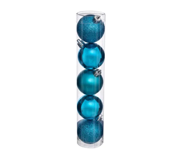 FEERIC LIGHTS AND CHRISTMAS Guirlande Et Boule De Sapin^ Déco De Sapin Lot De 5 Boules De Noël D 5 Cm - Turquoise